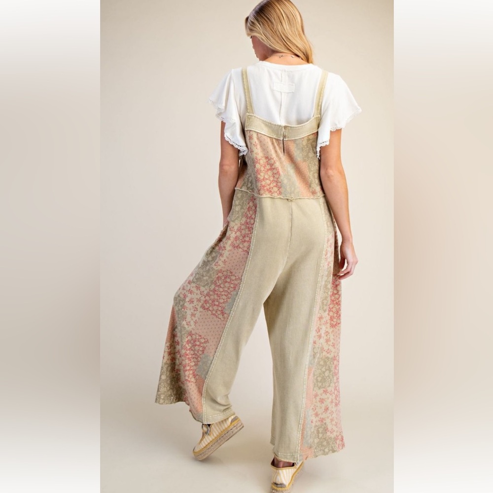 Boho Patchwork Wide-Leg Overalls - Picture 2 of 5